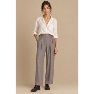 Vintage 90s Pendleton 100% Silk Trousers Pleated Taupe High Rise Straight Leg 14